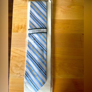 Men’s Extra Long Tie - Gold, Blue, and White - Saddlebred